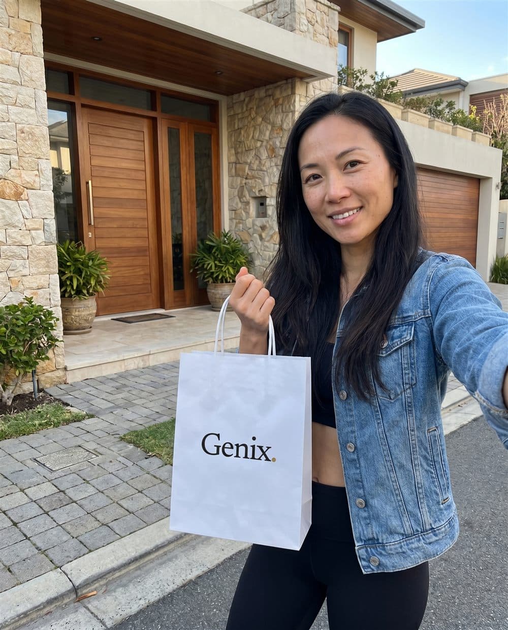 A Genix customer in Bali receiving their sealed delivery parcel