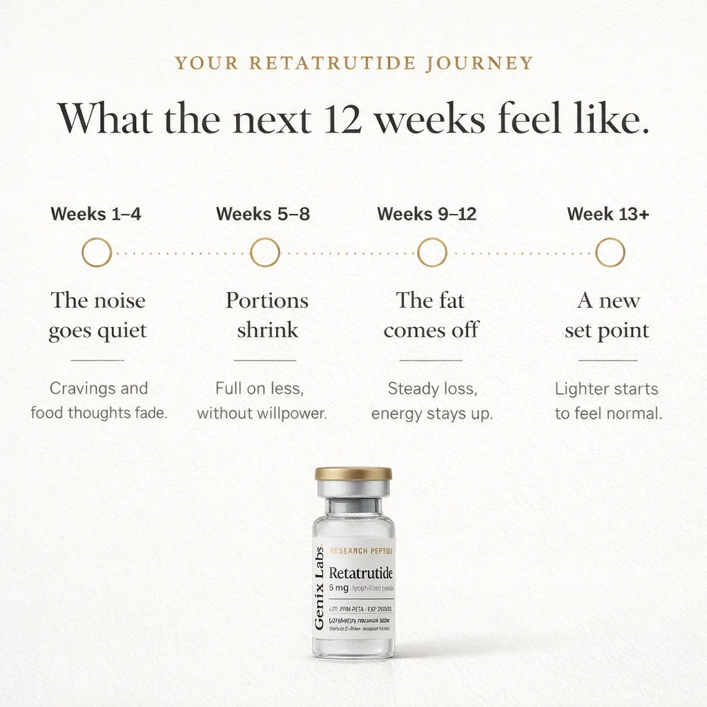 Your retatrutide journey: the noise goes quiet, portions shrink, the fat comes off, a new set point
